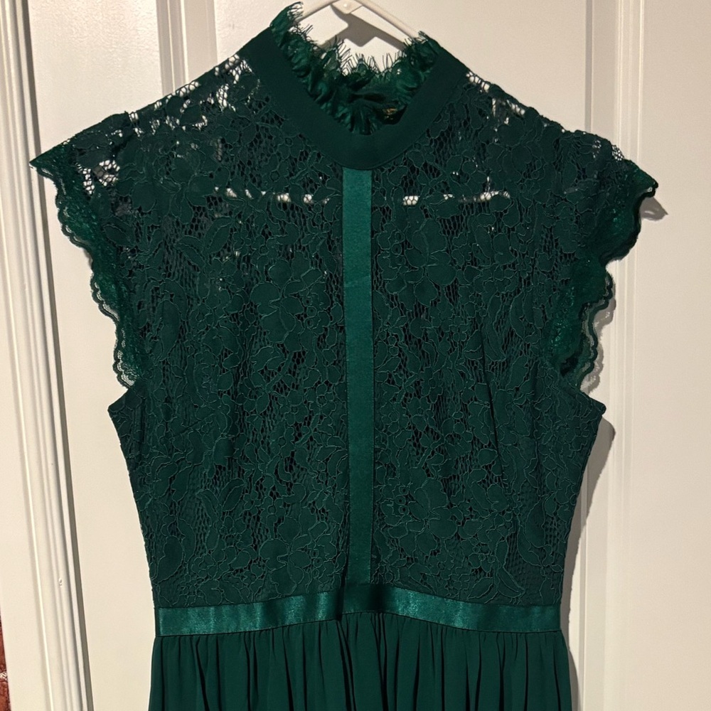 Miusol Teal Lace Maxi Dress